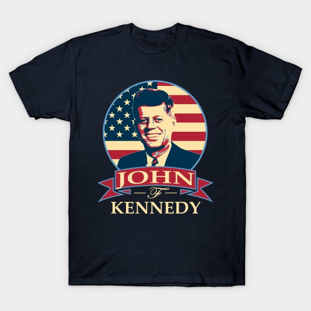 John F Kennedy American Banner T-Shirt by Nerd_art